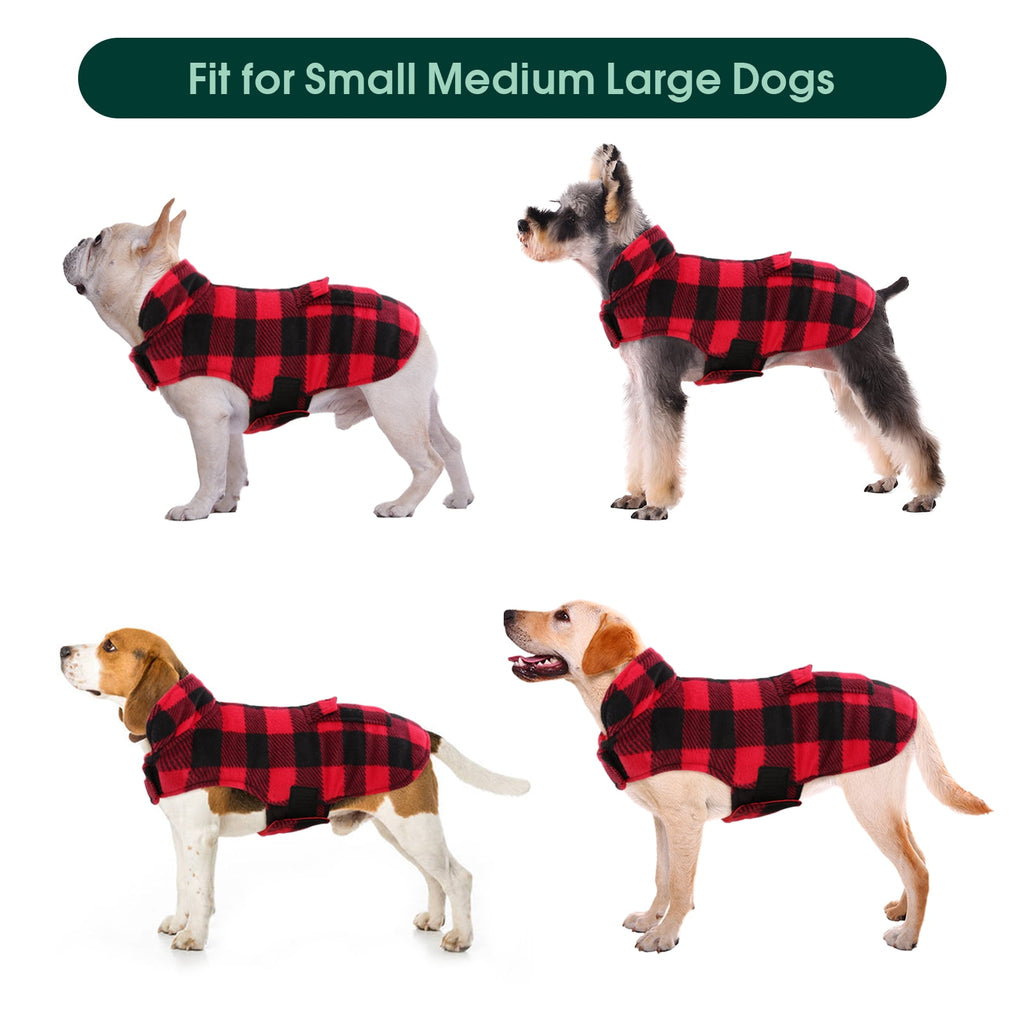 Kuoser British Style Plaid Dog Winter Coat, Windproof Cozy Cold Weather Jacket for Dogs, Blue, M