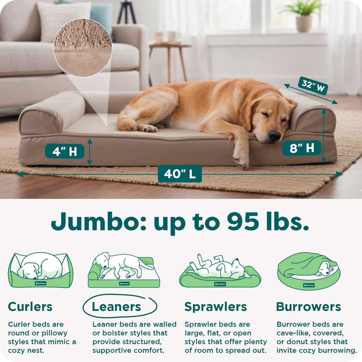 FurHaven Pet Products Luxe Fur & Performance Linen Orthopedic Sofa Pet Bed for Dogs & Cats - Charcoal, Jumbo Plus