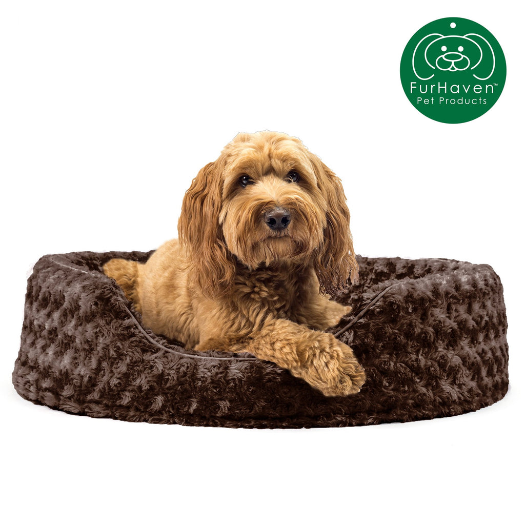 FurHaven Pet Products Ultra Plush Oval Pet Bed for Dogs & Cats - Gray, Small