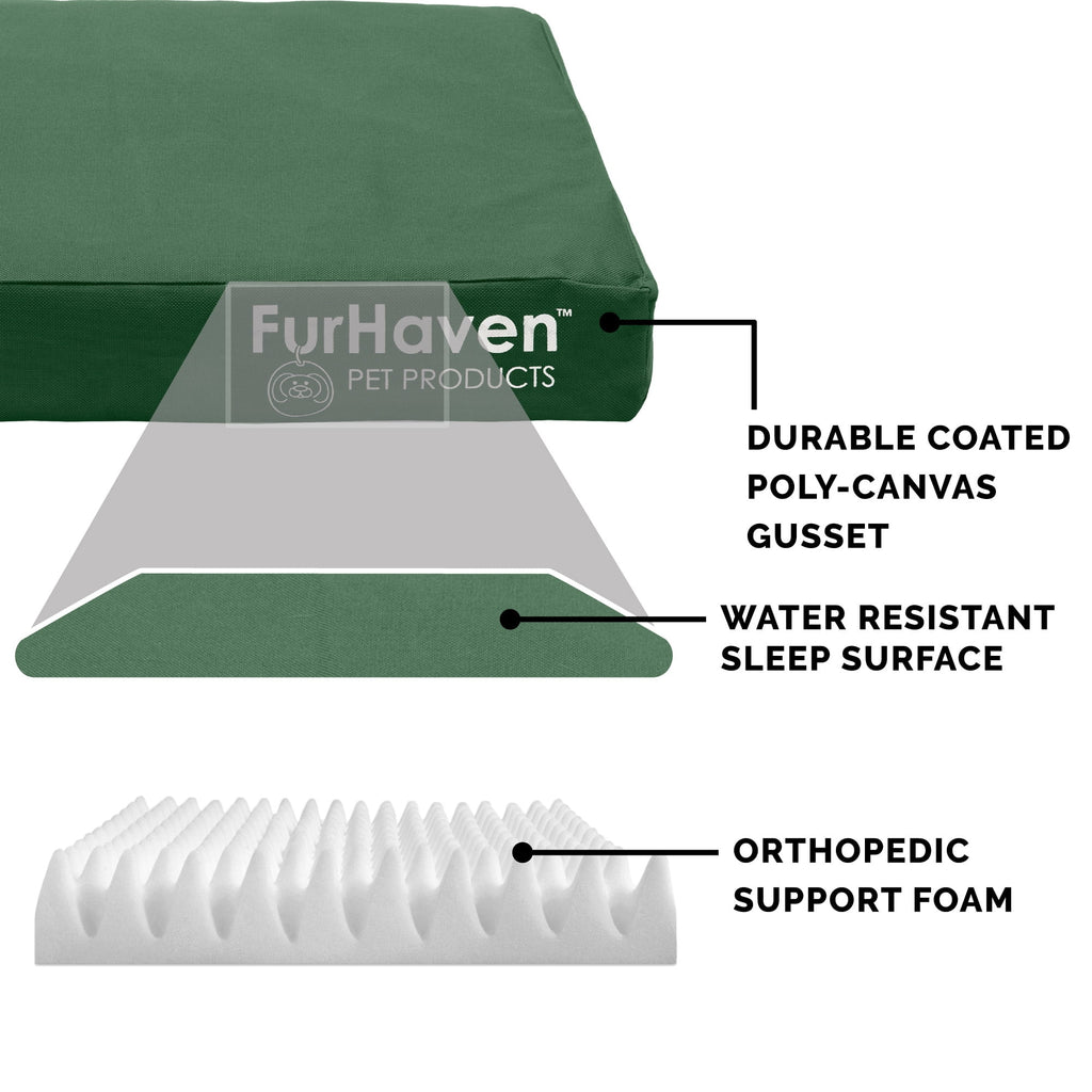 FurHaven Coated Oxford Indoor/Outdoor Deluxe Orthopedic Mattress Pet Bed, Stone Gray, Medium, 1 Count