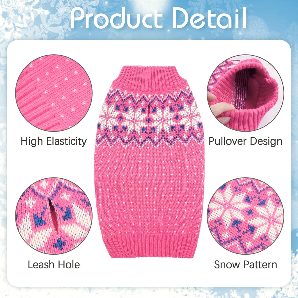 Kuoser Dog Cat Sweater, Holiday Christmas Snowflake Pet Warm Knitwear, Green, M