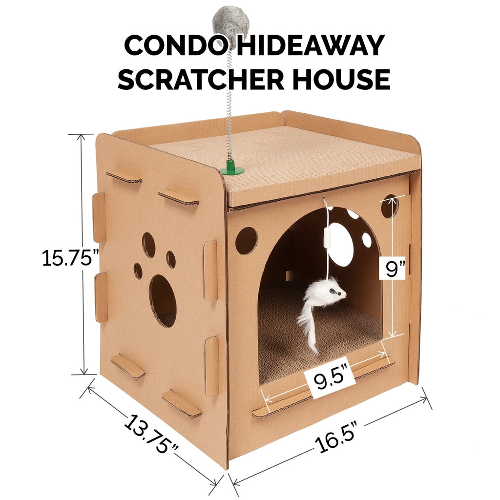 Furhaven Townhouse Multi-Level Cat Scratcher Hideout w/ Catnip - Cardboard Brown, One Size Townhouse Playground One Size Corrugated Scratcher