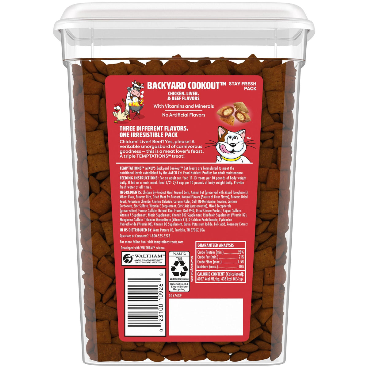 Temptations MixUps Backyard Cookout Flavor Crunchy & Soft Cat Treats, 16 oz Tub