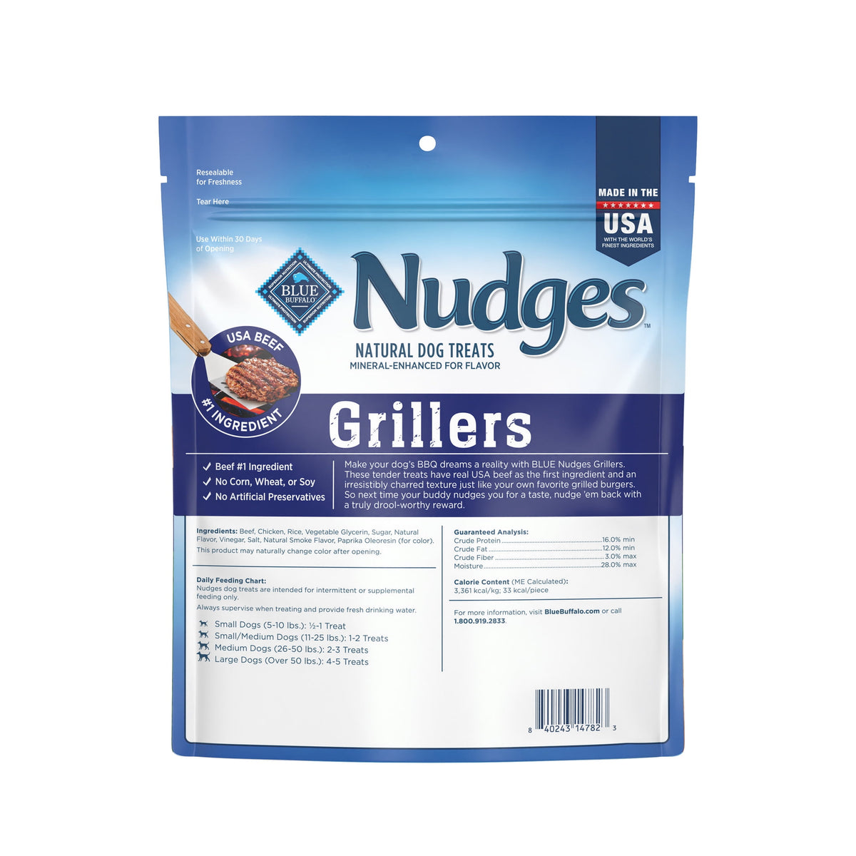Blue Buffalo Nudges Grillers, Natural Dog Treats, Beef, 28oz Bag