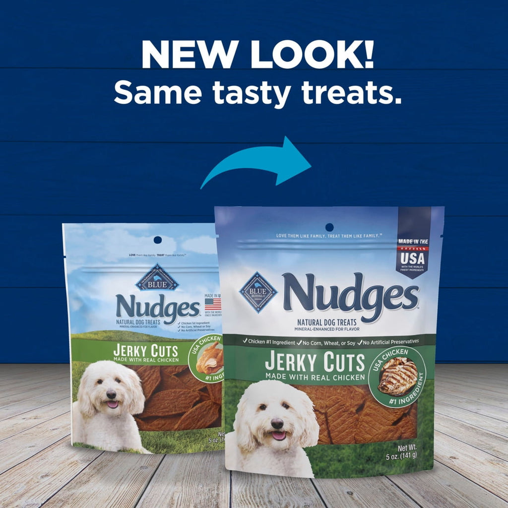 Blue Buffalo Nudges Jerky Cuts Dog Treats, Made in the USA with Natural Ingredients, Chicken, 5-oz. Bag