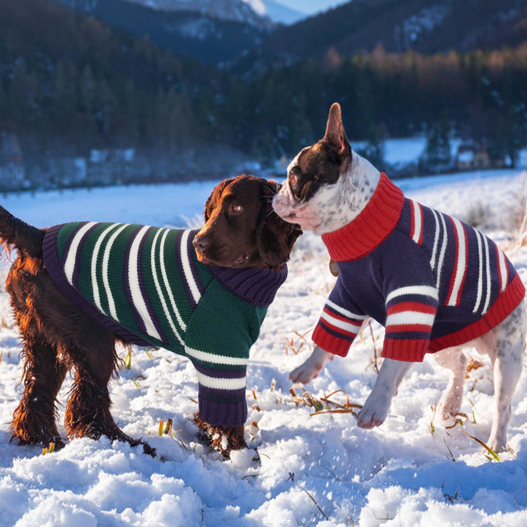 Kuoser Dog Cat Sweater Pet Warm Winter Clothes Knitwear for Dogs, Blue, M