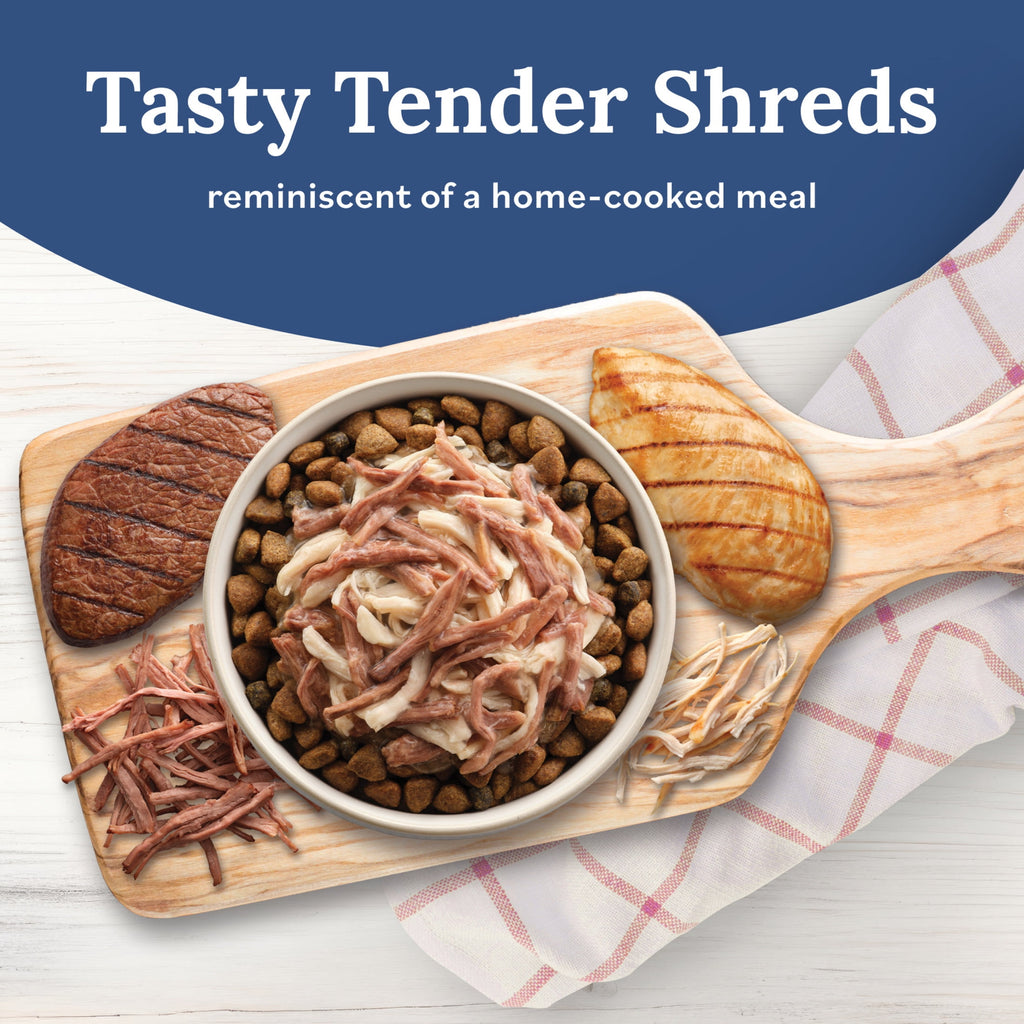 Blue Buffalo Tender Shreds Toppers, Dog Food, Beef & Chicken, 2.5oz. Pouch