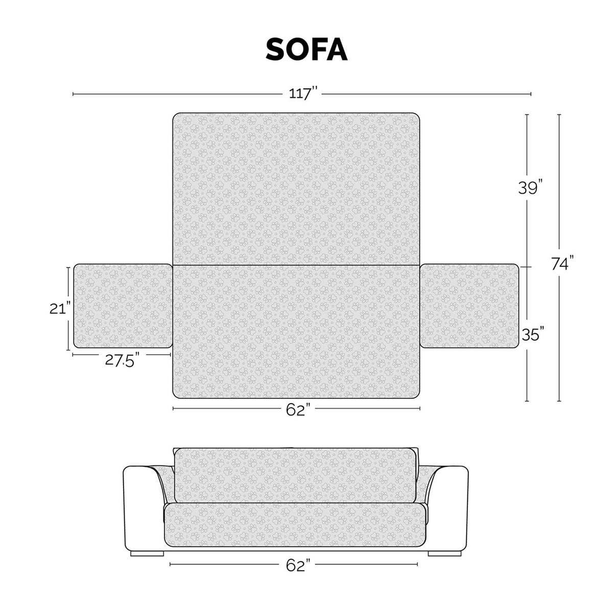 FurHaven Pawprint Non-Skid Sofa and Chair Furniture Protector for Dogs and Cats - Sofa, Dark Brown