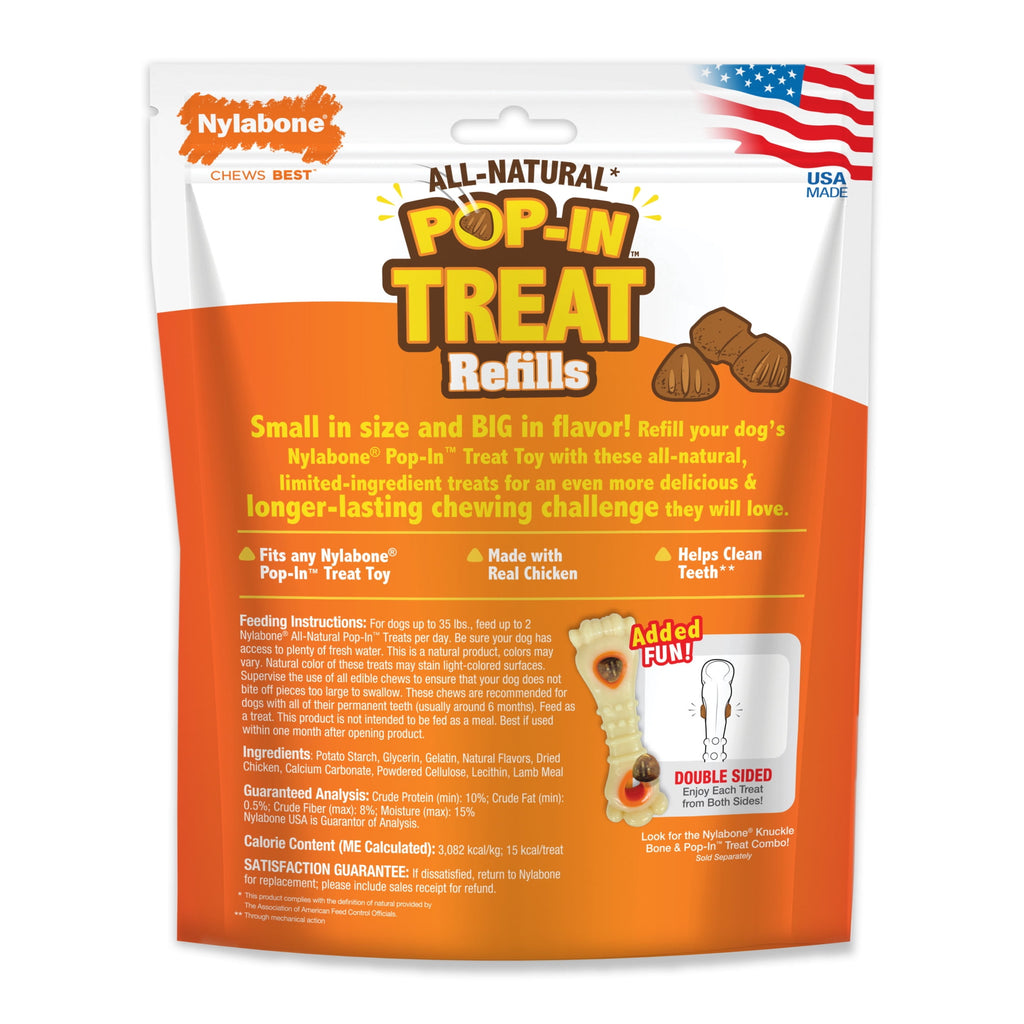 Nylabone Pop-In Treat Toy Dog Treat Refills, Natural Dog Biscuits, Chicken Flavor, 30 Count