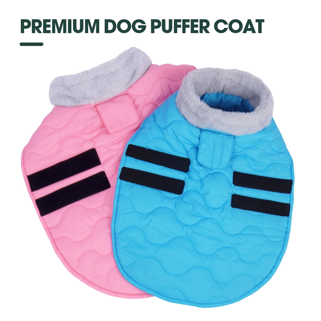 Kuoser Dog Coat Warm Pet Jacket with Eco-friendly Fur Collar, Windproof, Waterproof and Easy Hook-and-loop Closure, Pink, medium