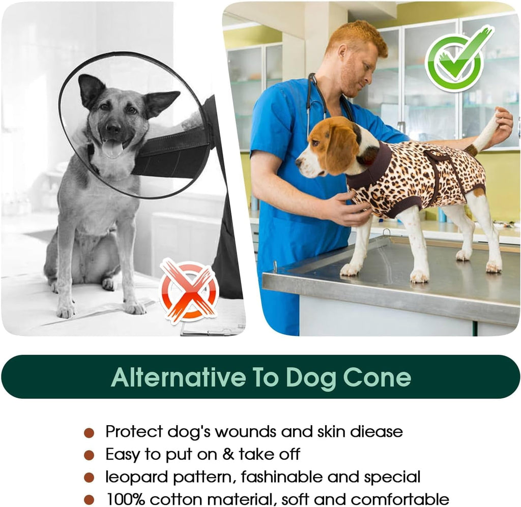 Kuoser Dog Surgical Recovery Suit, Recovery Suit for Female Male Dogs after Surgery, Brown, L