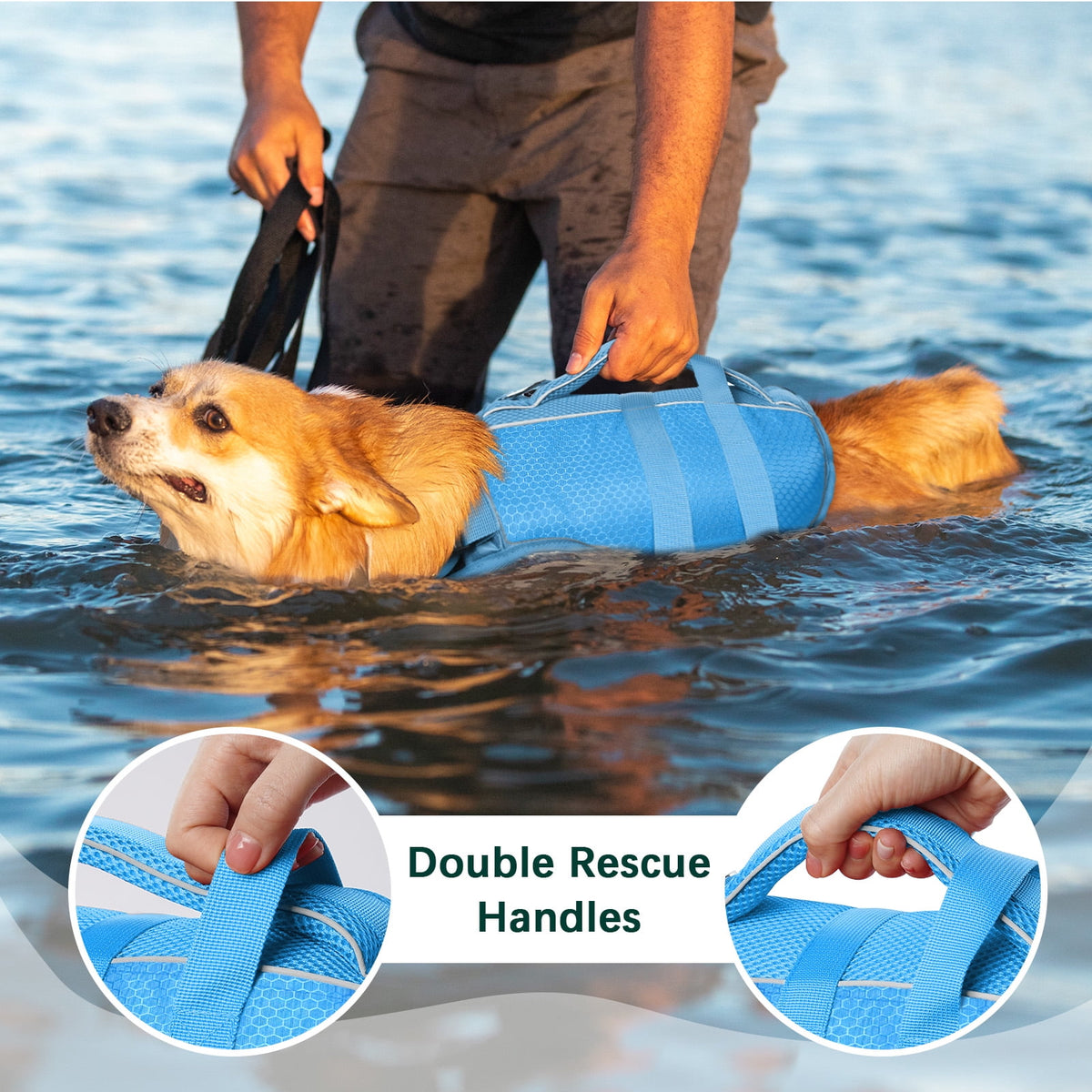 Kuoser Dog Life Jacket, Reflective and Adjustable Dog Life Vest for Small Medium Large Dogs Red, S