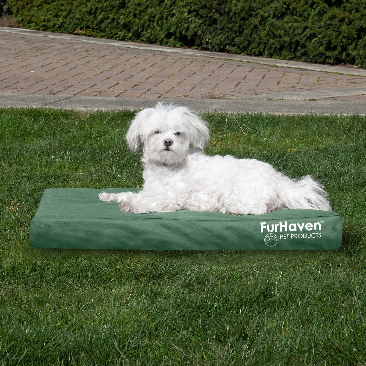 FurHaven Coated Oxford Indoor/Outdoor Deluxe Orthopedic Mattress Pet Bed, Stone Gray, Medium, 1 Count