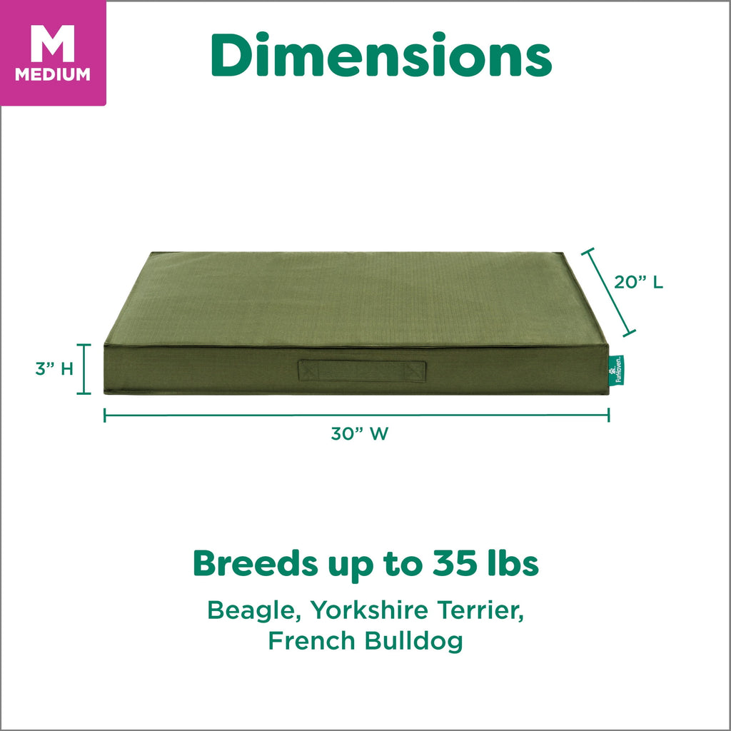 FurHaven Grid Indoor-Outdoor Cooling Memory Foam Deluxe Mattress for Dogs and Cats - Olivine, Medium