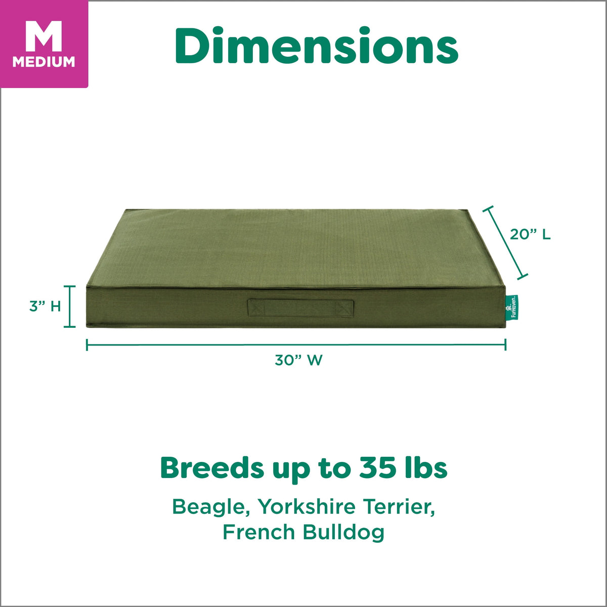 FurHaven Grid Indoor-Outdoor Cooling Memory Foam Deluxe Mattress for Dogs and Cats - Olivine, Medium