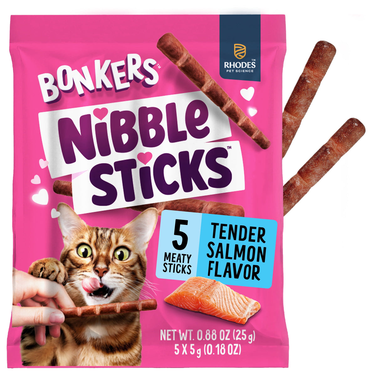 BONKERS Nibble Sticks Soft & Meaty Tender Chicken Flavor Cat Treats, 5 Sticks