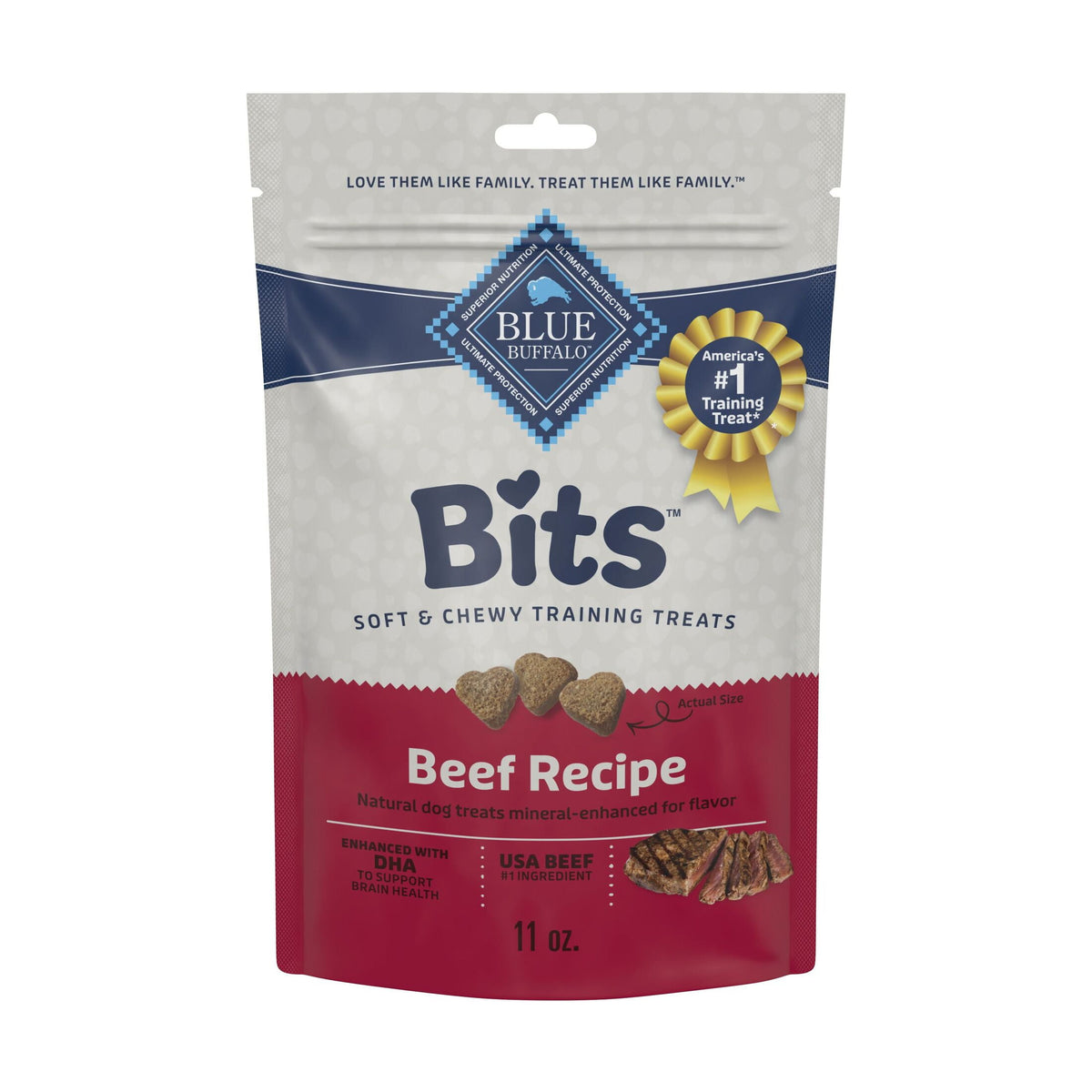 Blue Buffalo Bits Soft Dog Treats for Training, Made With Natural Ingredients & Enhanced with DHA, Beef Recipe, 19-oz Bag