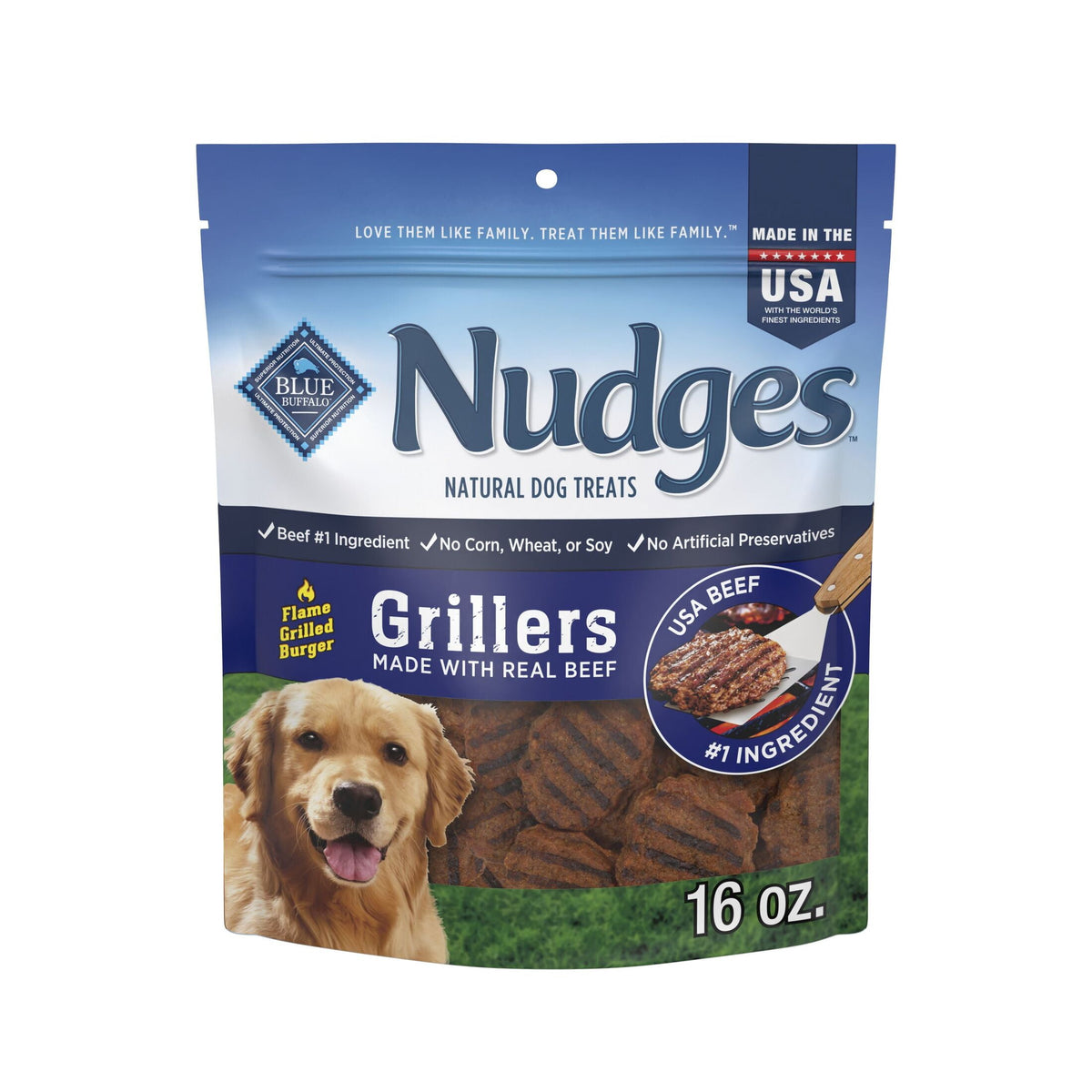 Blue Buffalo Nudges Grillers, Natural Dog Treats, Beef, 28oz Bag
