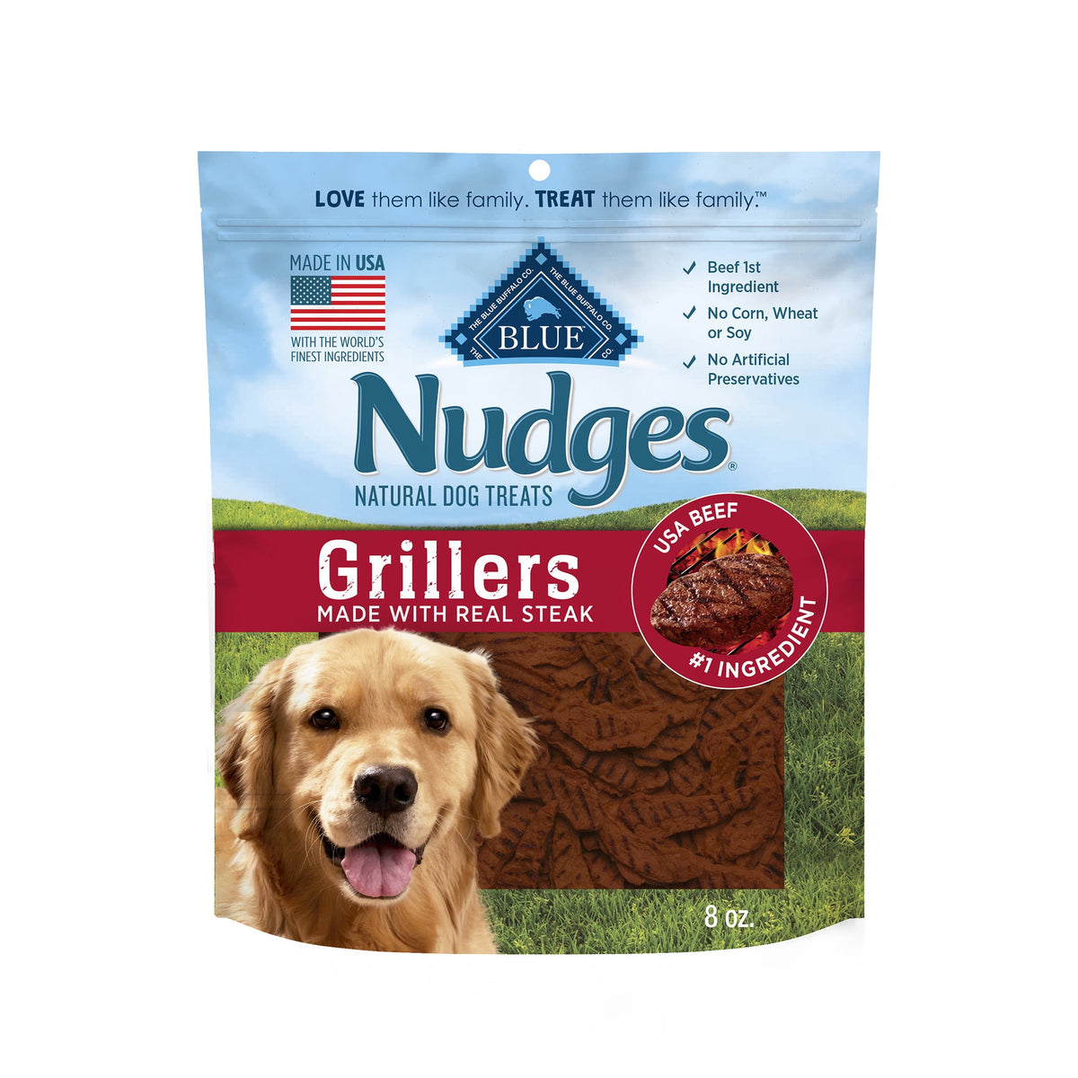 Blue Buffalo Nudges Jerky Cuts, Natural Dog Treats, Steak Jerky, 28oz Bag