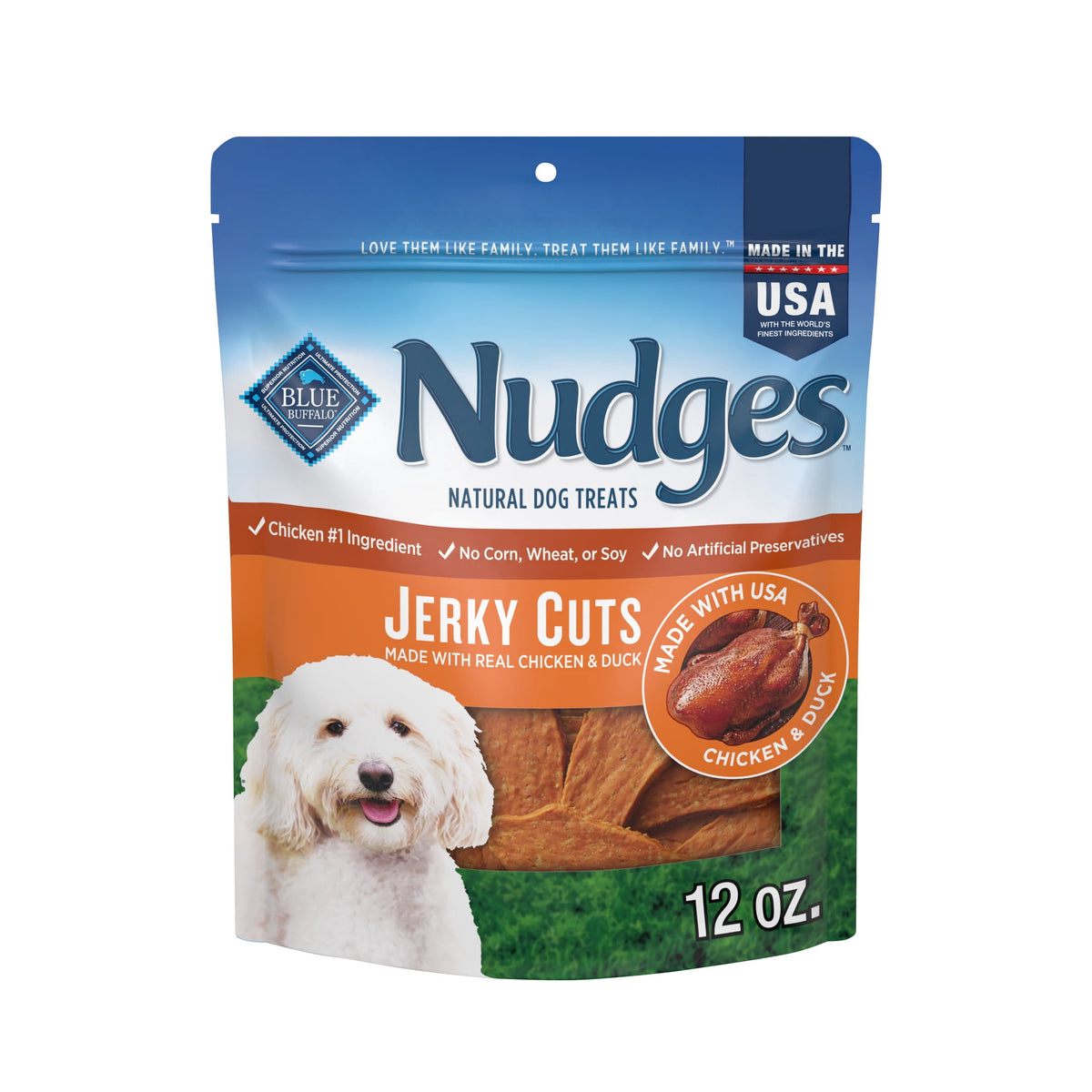 Blue Buffalo Nudges Jerky Cuts, Natural Dog Treats, Duck Jerky, 28oz Bag