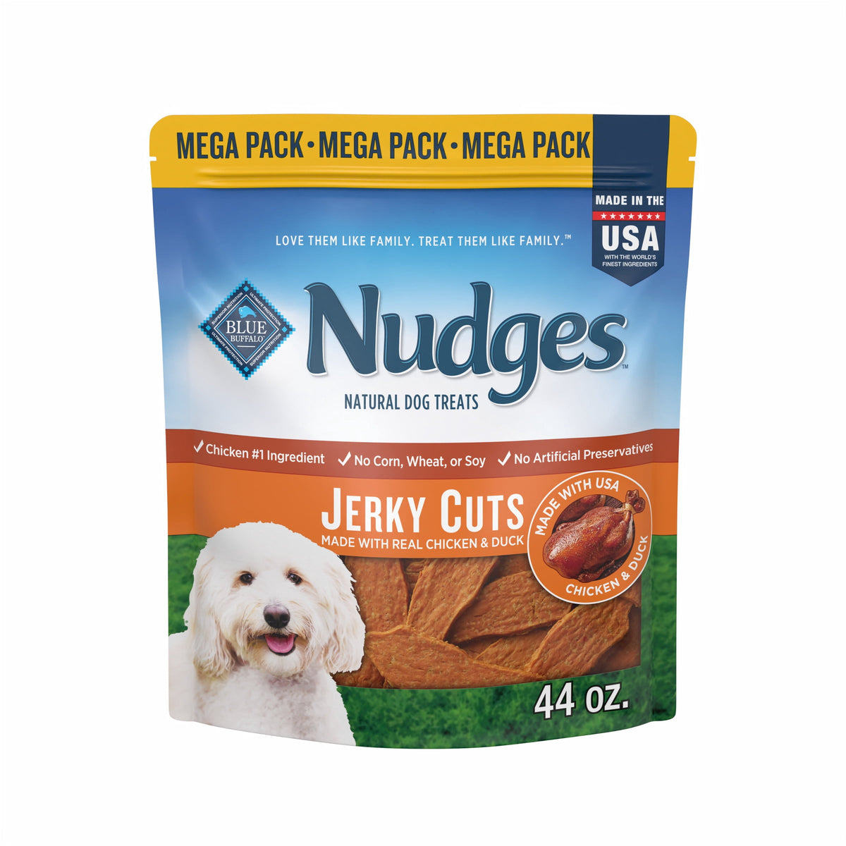 Blue Buffalo Nudges Jerky Cuts, Natural Dog Treats, Duck Jerky, 28oz Bag