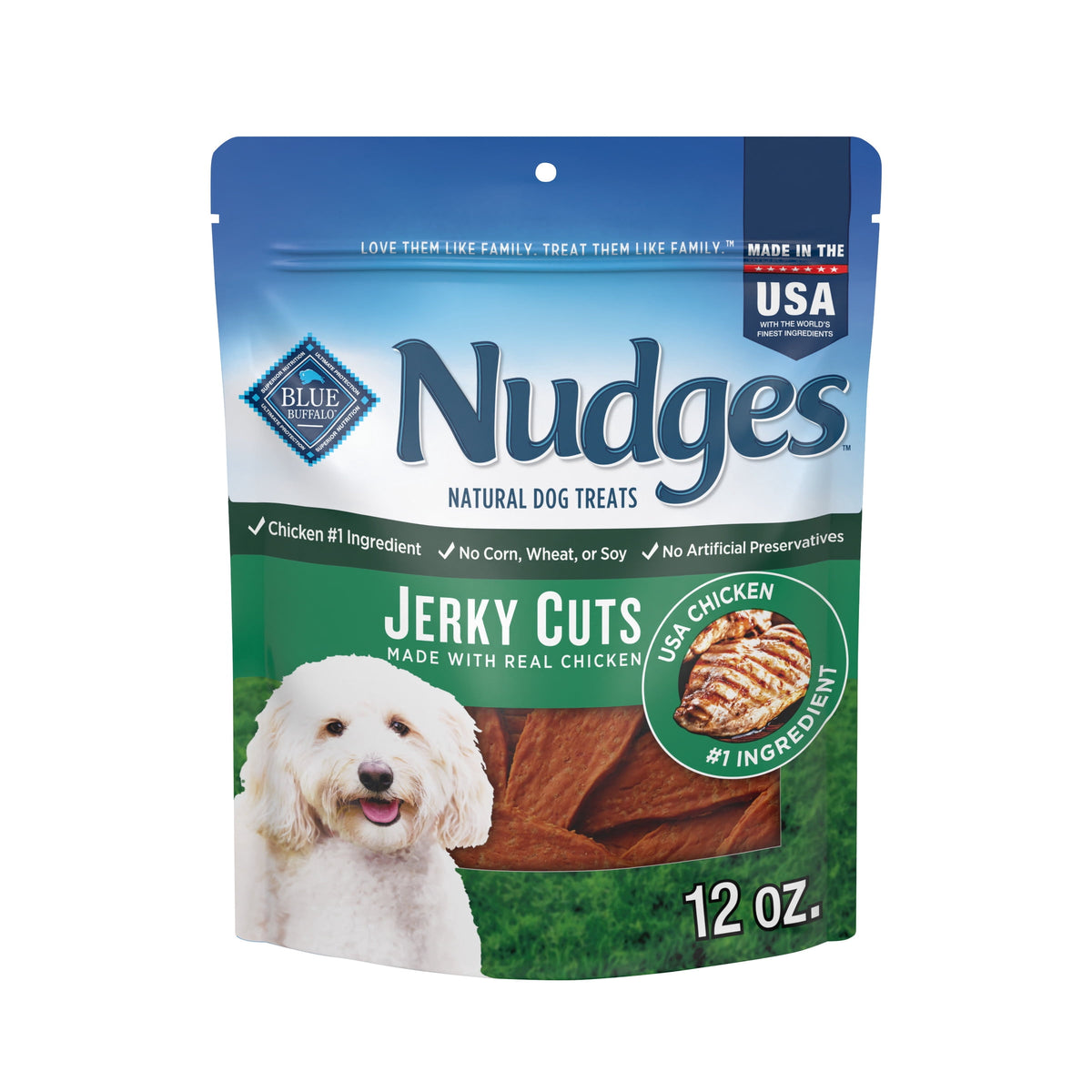 Blue Buffalo Nudges Jerky Cuts, Natural Dog Treats, Chicken Jerky, 28oz Bag