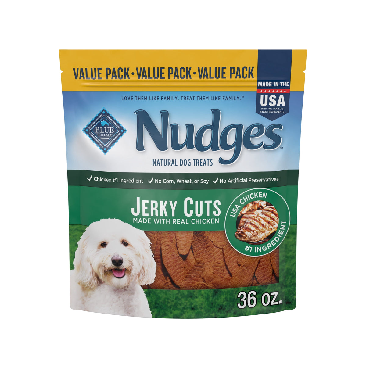 Blue Buffalo Nudges Jerky Cuts, Natural Dog Treats, Chicken Jerky, 28oz Bag