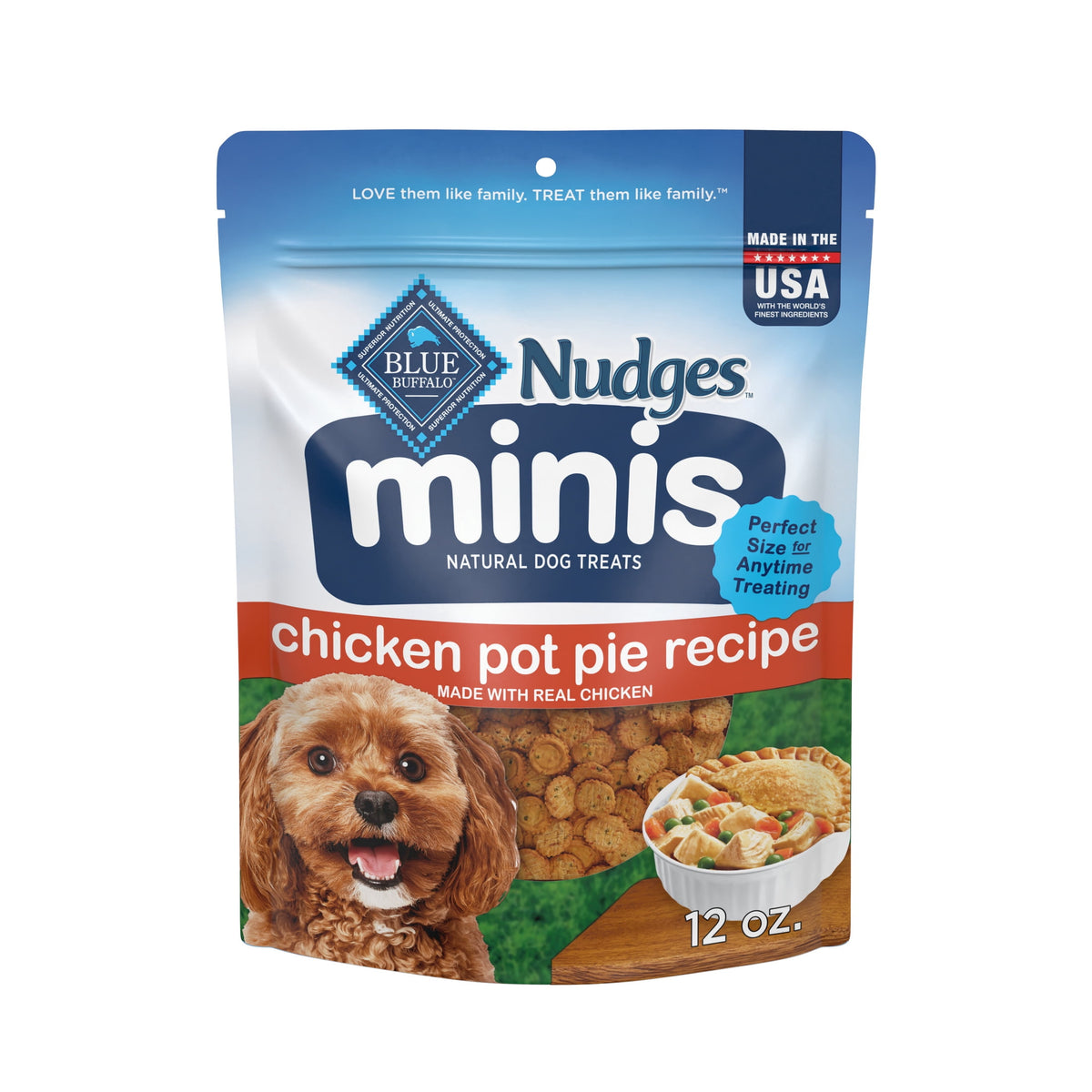 Blue Buffalo Nudges, Natural Dog Treats, Chicken Pot Pie Recipe, 28oz Bag