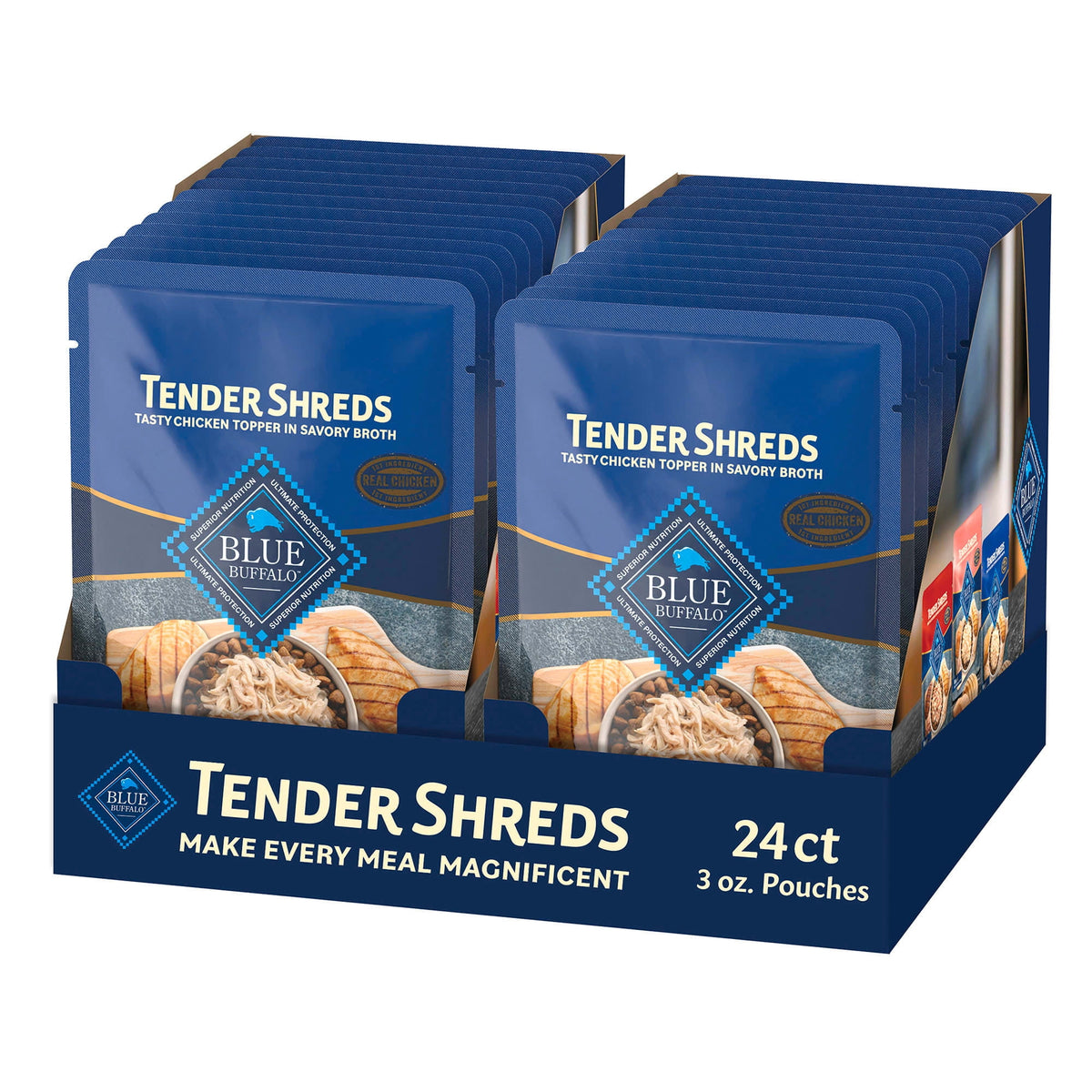 Blue Buffalo Tender Shreds Chicken Toppers, Dog Food, Chicken, 2.5oz. Pouch