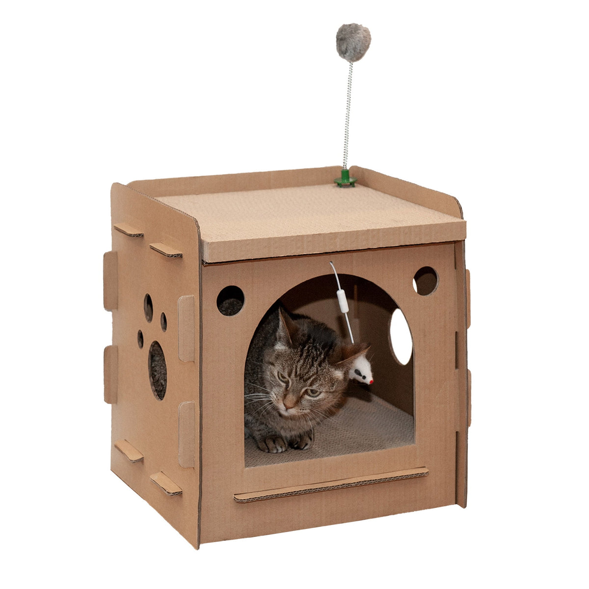 Furhaven Townhouse Multi-Level Cat Scratcher Hideout w/ Catnip - Cardboard Brown, One Size Townhouse Playground One Size Corrugated Scratcher