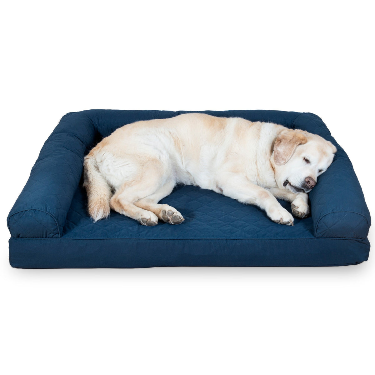 FurHaven Classic Sofa Orthopedic Dog Bed For Large Dogs, Solid Orthopedic Foam Slab for Joint Support, Removable Washable Cover, Jumbo Plus/XXL, Quilted Sofa, Ensign Blue