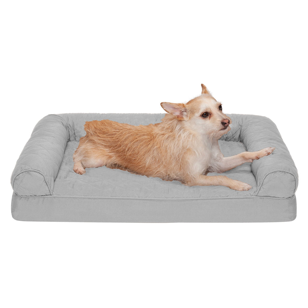 FurHaven Pet Products Quilted Orthopedic Sofa Pet Bed for Dogs & Cats - Silver Gray, Medium