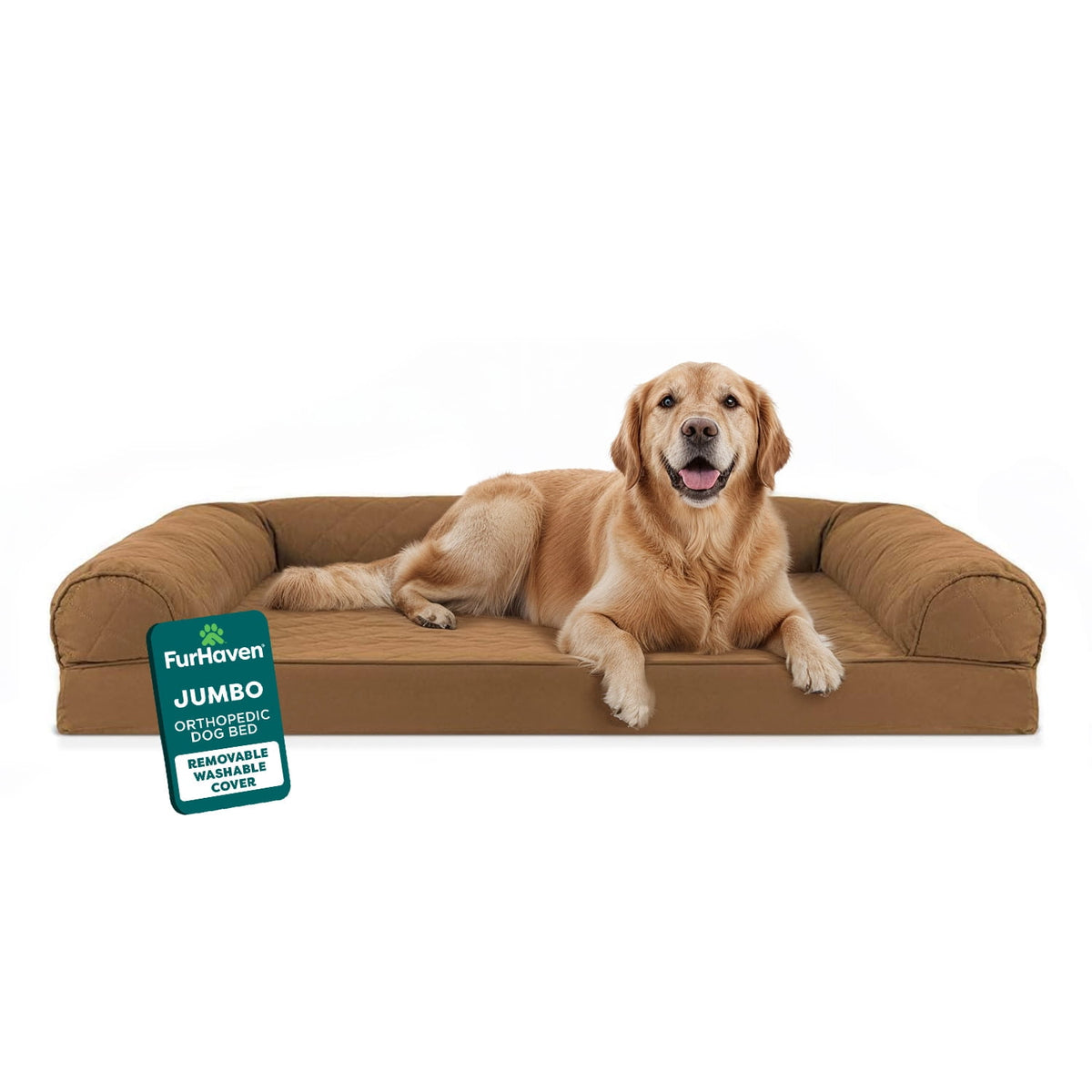 FurHaven Classic Sofa Orthopedic Dog Bed For Large Dogs, Solid Orthopedic Foam Slab for Joint Support, Removable Washable Cover, Jumbo Plus/XXL, Quilted Sofa, Ensign Blue