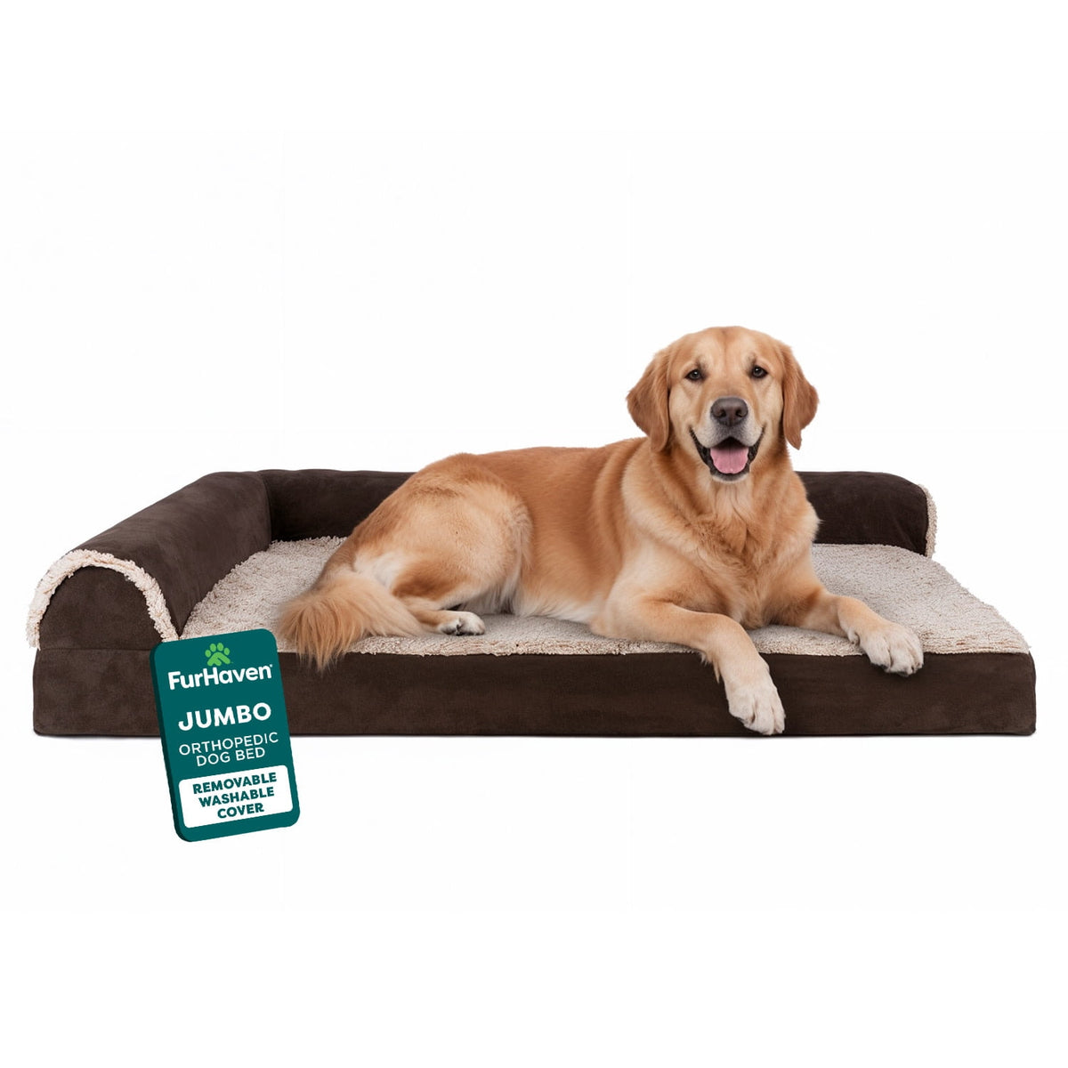 FH Two-Tone Plush Faux Fur & Suede L Shaped Chaise-MD-Stone Gray