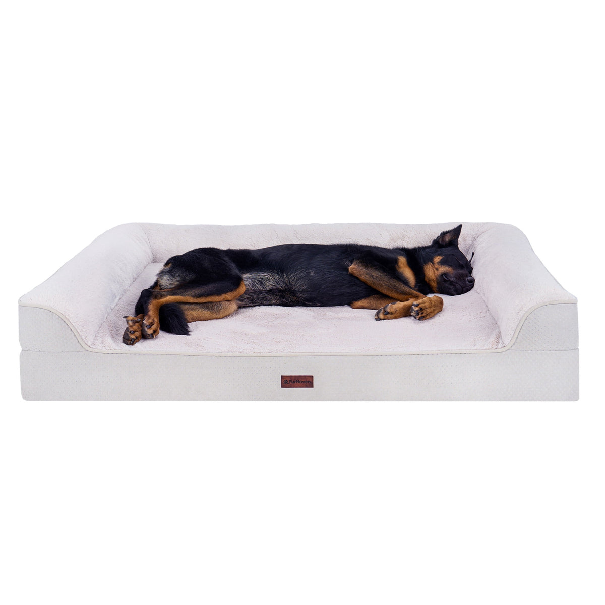FurHaven Plush & Embossed Velvet Dreamer Orthopedic Sofa Pet Bed for Dogs and Cats - Cognac, Medium