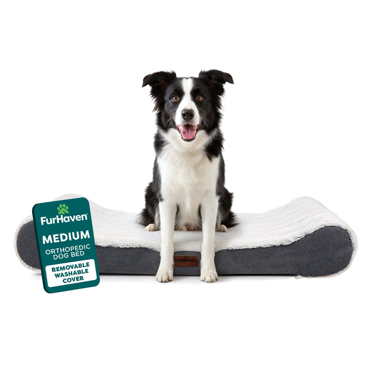Furhaven Pet Products Luxe Lounger Large Orthopedic Contour Dog Bed, Gray, 38 lb limit