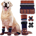 Kuoser Anti-Slip Dog Socks with Double-Sided Traction, 4 Piece Pet Booties for Senior, Dog Paw Protector for Hardwood Floors, Hot Pavement and hot/icy surfaces, Brown, L