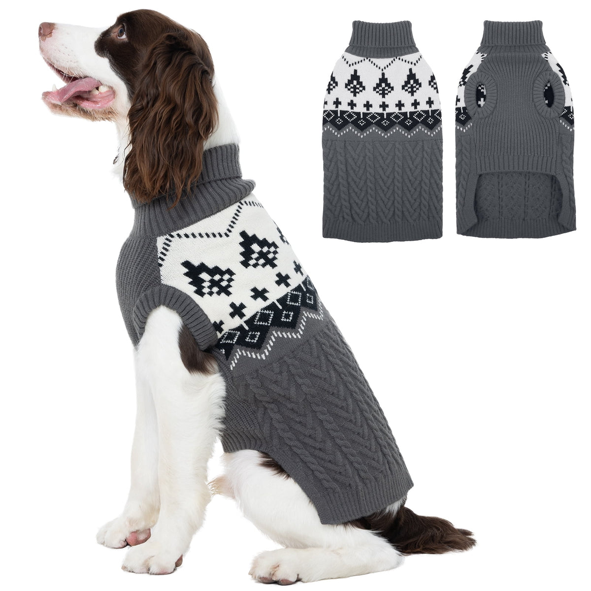 Kuoser Winter Dog Sweater, Sleeveless Doggy Clothes, Warm and Cozy Turtleneck Sweater for Dogs, Red, M