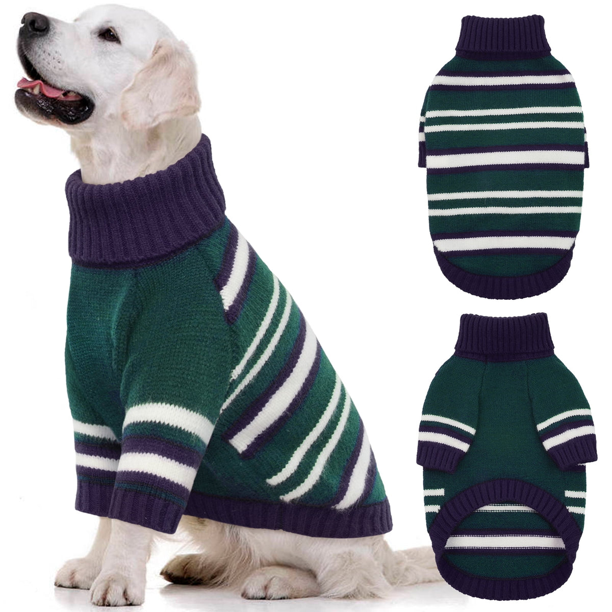 Kuoser Dog Cat Sweater Pet Warm Winter Clothes Knitwear for Dogs, Blue, M