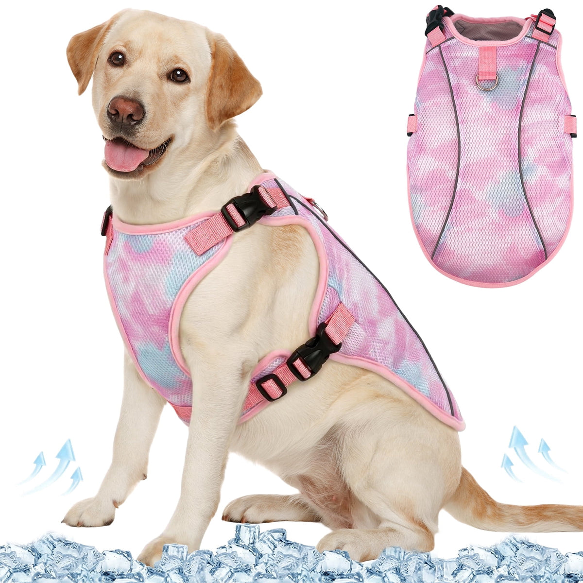 Kuoser Dog Cooling Vest, Breathable Mesh Ice Vest for Dogs, Cooling Jacket for Pet, Blue, extra large