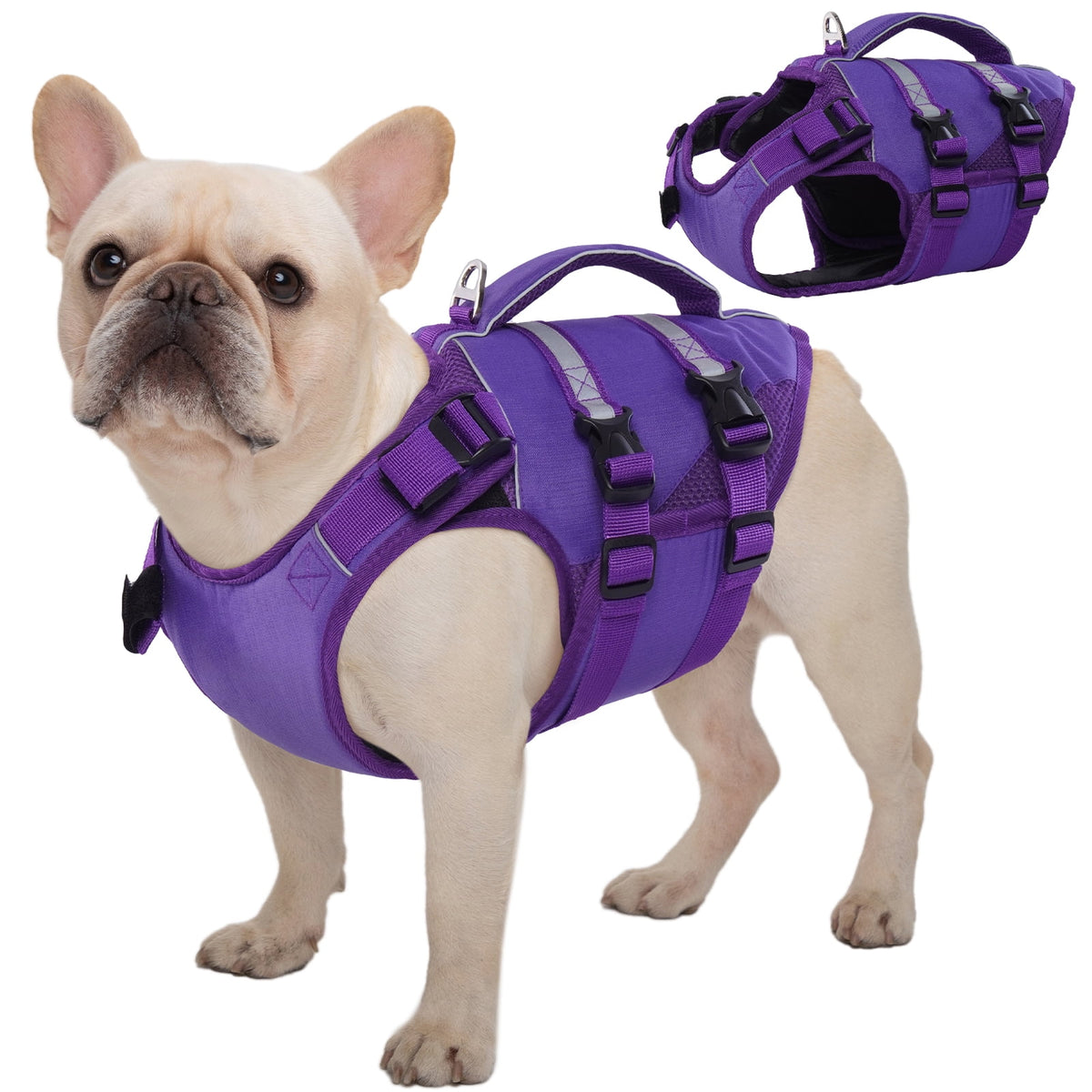 Kuoser Dog Life Jacket, High Flotation Dog Life Vest for Swimming Boating, Red, S