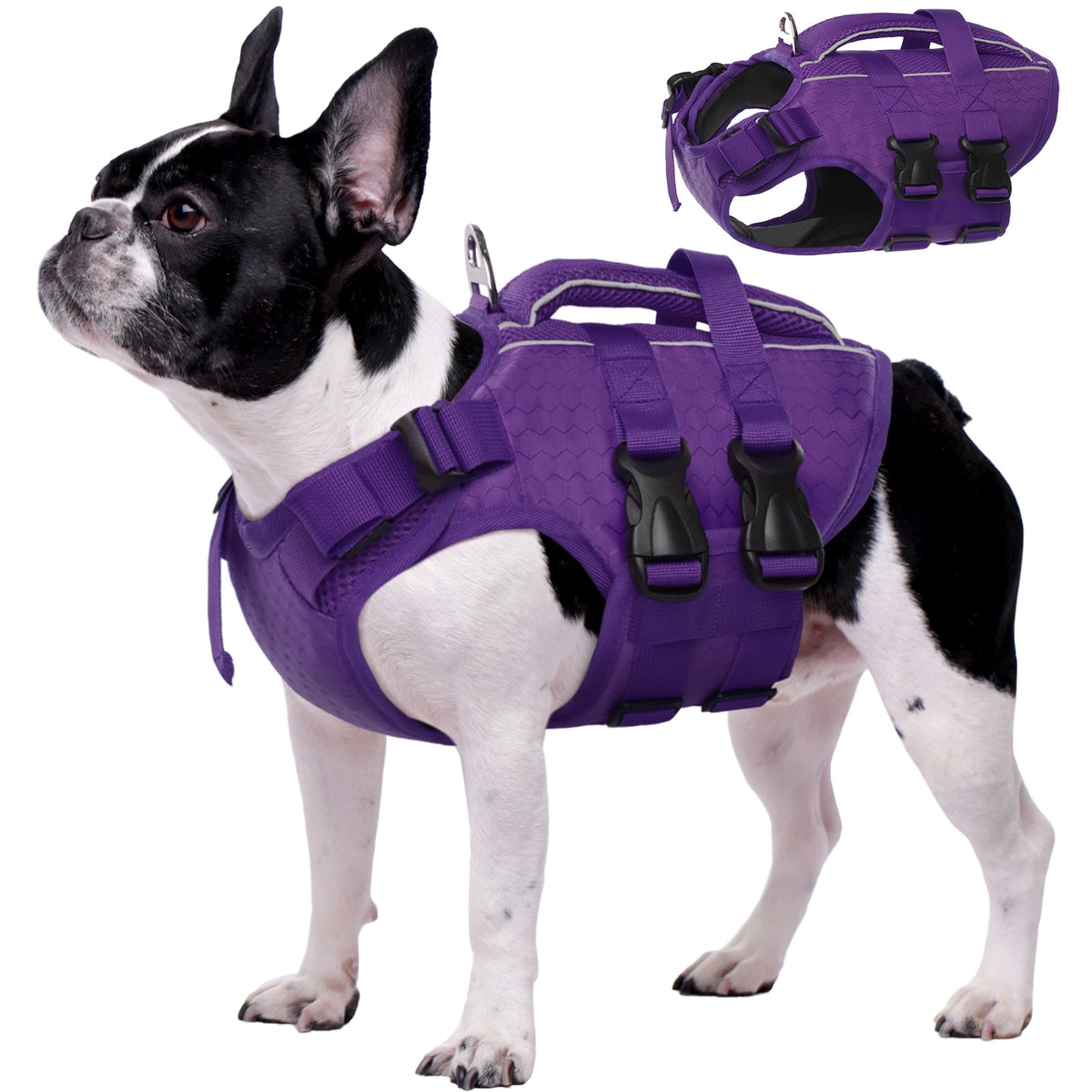 Kuoser Dog Life Jacket, Reflective and Adjustable Dog Life Vest for Small Medium Large Dogs Red, S