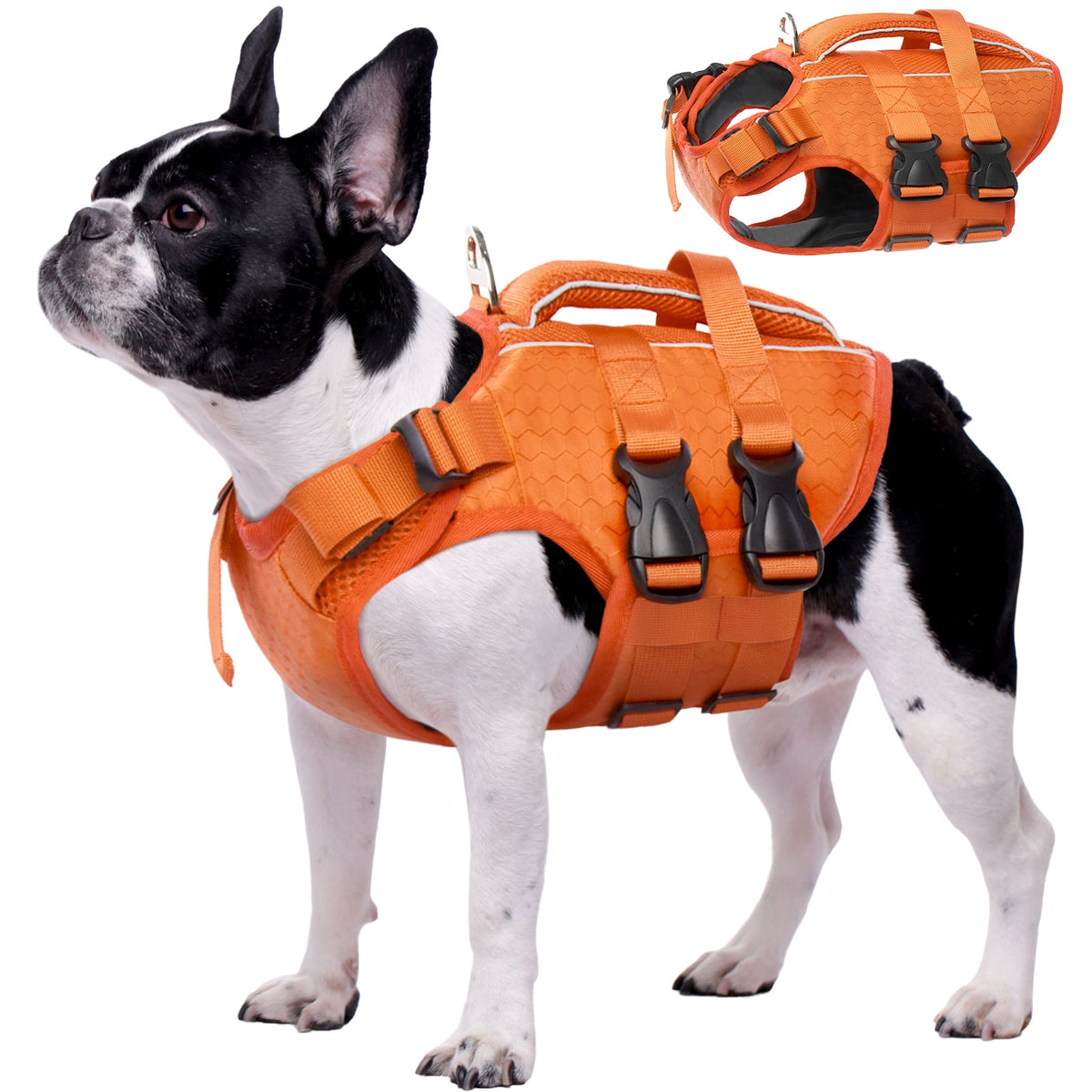 Kuoser Dog Life Jacket, Reflective and Adjustable Dog Life Vest for Small Medium Large Dogs Red, S