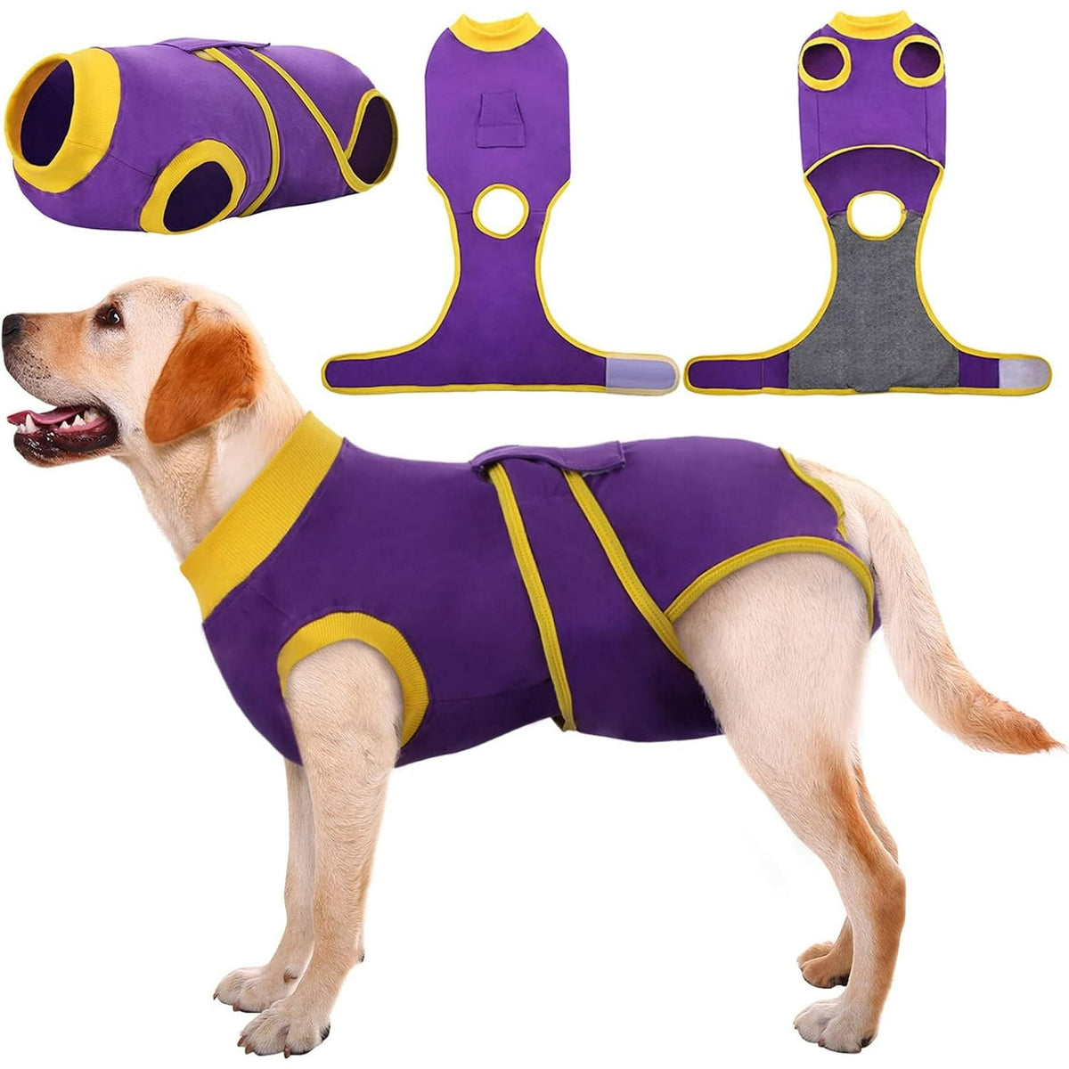 Kuoser Dog Surgical Recovery Suit Dogs Cat Onesie after Surgery,Brown,XL