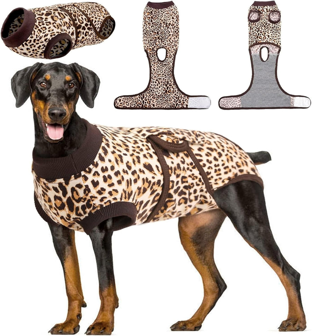 Kuoser Dog Surgical Recovery Suit, Recovery Suit for Female Male Dogs after Surgery, Brown, L