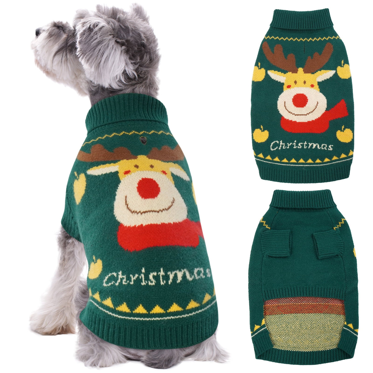 Kuoser Dog Cat Sweater Warm Pet Knitwear Christmas Clothes for Dogs, Red, XL