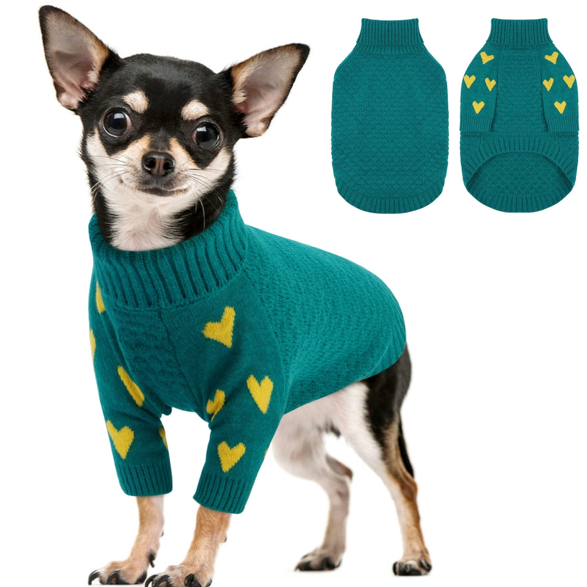 Kuoser Dog Sweater, Turtleneck Pet Sweatshirt, Thick Doggy Winter Clothes for Fall Xmas, Red, M