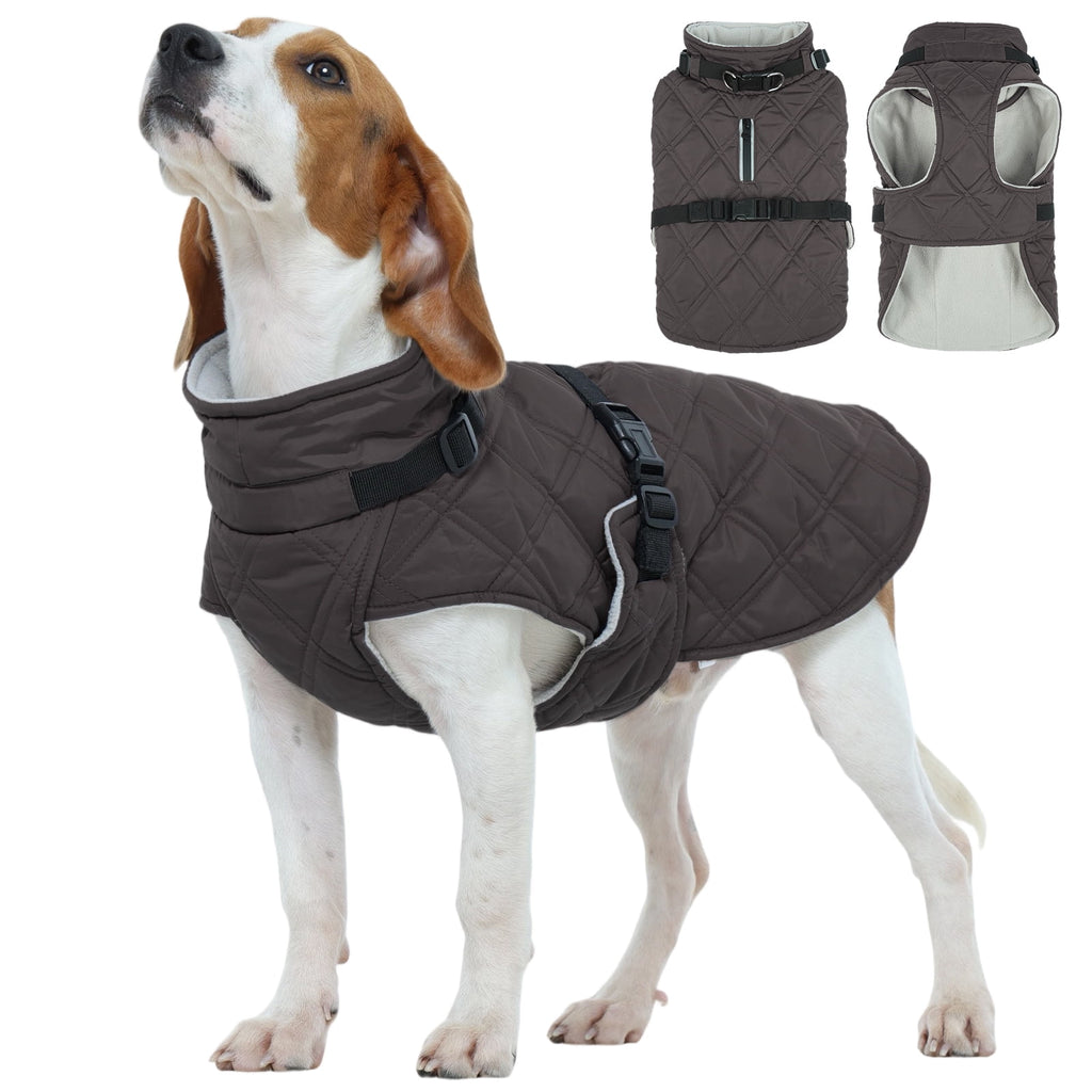Kuoser Dog Winter Coat Warm Reflective Pet Jacket Waterproof Cold Weather Clothes for Dogs, Gray, M