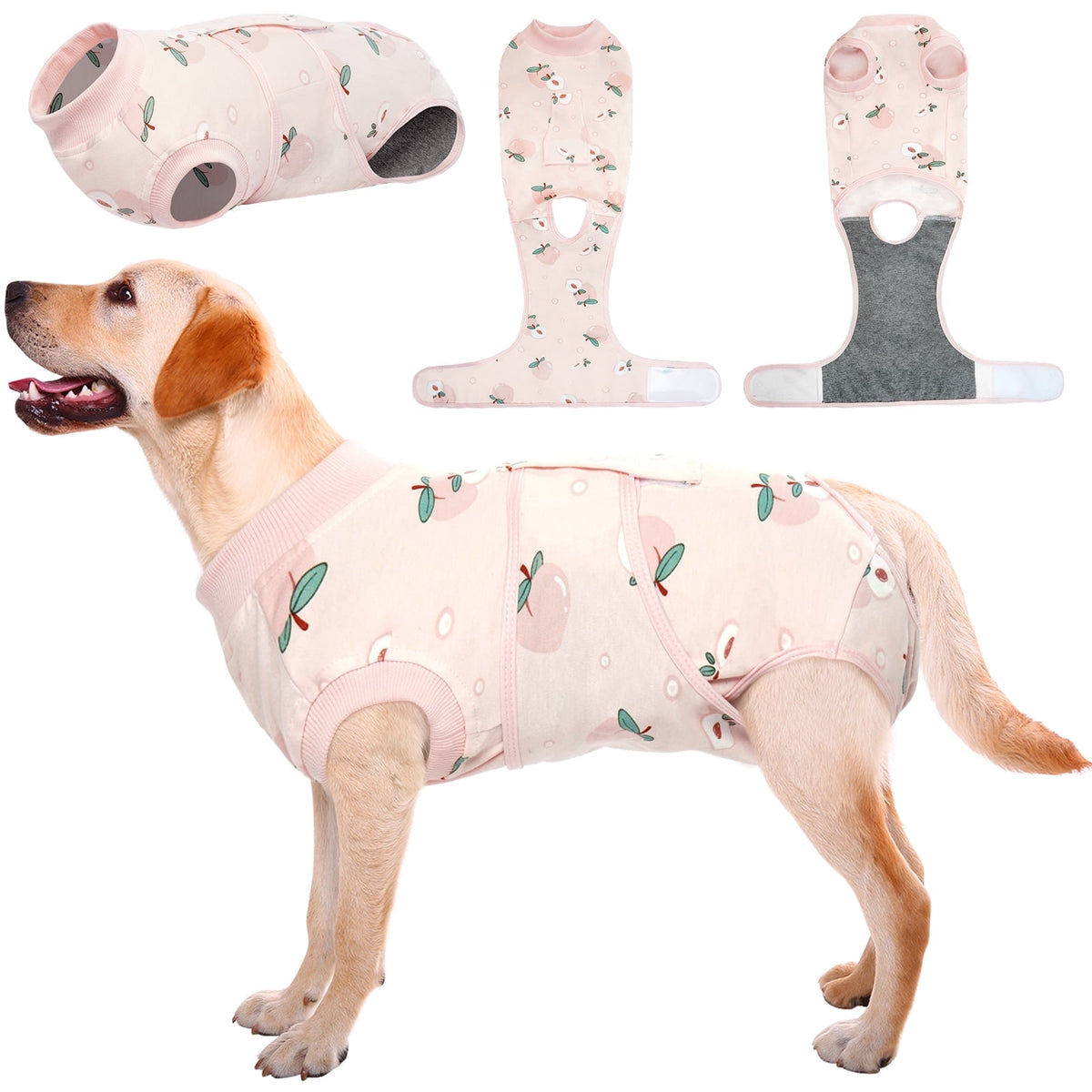 Kuoser Dog Surgical Recovery Suit Dog Cat Onesie after Surgery,Pink,L