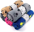 Livhil 5 Pack Large Fleece Dog Blanket, 38x 27 inch Fluffy Cat Puppy Blanket, Soft Pet Blanket Sleep Mat Bed Cover with Color Paw Printing for Home Using